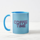 Turquoise Blue Coffee Time Purple Text Mug (Gauche)