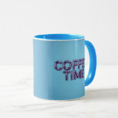 Turquoise Blue Coffee Time Purple Text Mug (Devant droit)