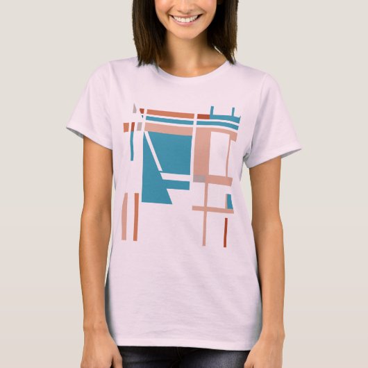 Turquoise Blue Coral Rust MCM-geïnspireerde vierka T-shirt (Voorkant)