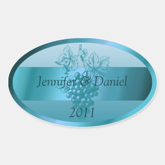 Turquoise Blue Custom Wine Étiquettes (Devant)