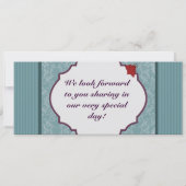 Turquoise Blue Damask / Faire-part de mariage de l (Dos)