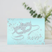 Turquoise Blue Diamond Masquerade Party RSVP (Debout devant)