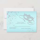 Turquoise Blue Diamond Masquerade Party RSVP (Dos)