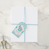 Turquoise Blue Elephant Baby shower Dank u Cadeaulabel (Met Touw)