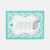 Turquoise Blue Elephant Birth Keepomwille Design Fleece Deken (Voorkant (Horizontaal))