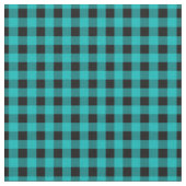 Turquoise Blue en Black Gingham Check Pattern Stof (Close Up)