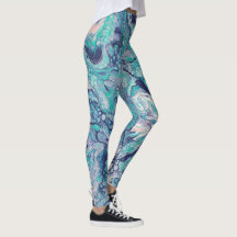 Turquoise, Blue en Bleke roze Abstracte Leggings