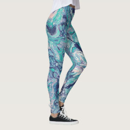 Turquoise, Blue en Bleke roze Abstracte Leggings