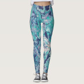 Turquoise, Blue en Bleke roze Abstracte Leggings (Voorkant)