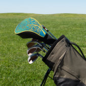 Turquoise Blue en Gold Tree of Life Golfheadcover (Insitu)