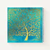 Turquoise Blue en Gold Tree of Life Notitieboek (Achterkant)
