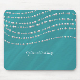 Turquoise Blue en Pearls Elegant Glamor Chic Muismat