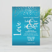 Turquoise Blue en Silver Confetti Stippen Kaart (Staand voorkant)