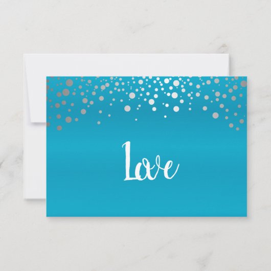 Turquoise Blue en Silver Confetti Stippen - RSVP (Achterkant)