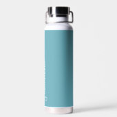 Turquoise Blue en White Personalized Water Bottle Waterfles (Achterkant)