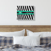 Turquoise Blue Floral Gem & Zebra Pattern Canvas Afdruk (Insitu (Slaapkamer))