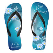 Turquoise Blue Floral Pattern Weddenschap net getr Teenslippers (Voetbed)