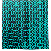 Turquoise Blue Flower Pattern Douchegordijn (Voorkant)