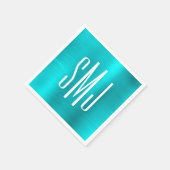 Turquoise Blue Folie Drieletterd Monogram Servet (Hoek)