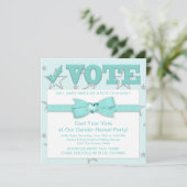 Turquoise Blue Genre Reveale Party Invitations (Debout devant)