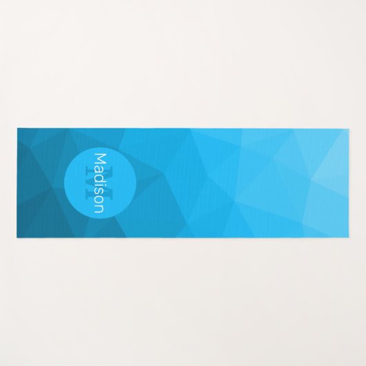 Turquoise blue geometric mesh patroon Monogram Yogamat (Voorkant (horizontaal))