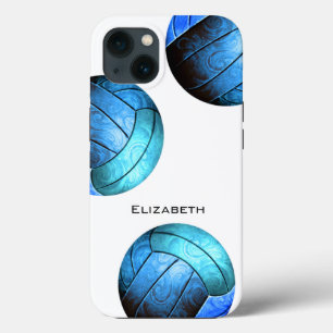 turquoise blue gepersonaliseerde volleybal vrouwen iPhone 13 hoesje