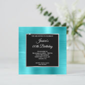 Turquoise Blue Glam Silver Black Lijst Birthday Kaart (Staand voorkant)