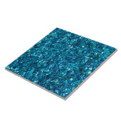 Turquoise-Blue Glitter-effect Tegeltje (Zijkant)