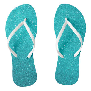 Turquoise Blue Glitter en Glam Teenslippers