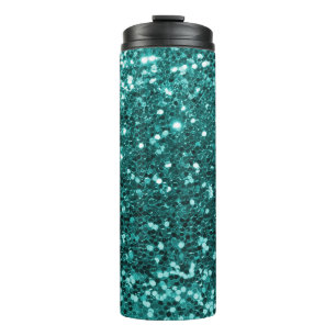 Turquoise Blue Glitter Faux Glitter Sparkle Thermosbeker