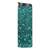 Turquoise Blue Glitter Faux Glitter Sparkle Thermosbeker (Geroteerd rechts)