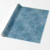 Turquoise Blue Glitter Leopard Print Cadeaupapier (Uitgerold)