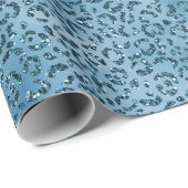 Turquoise Blue Glitter Leopard Print Cadeaupapier (Rol Hoek)