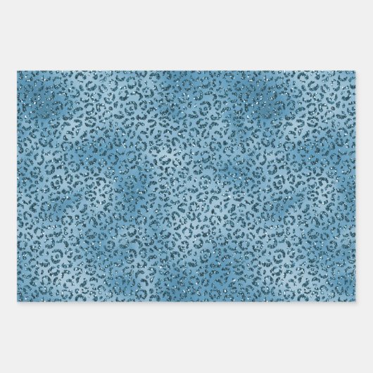 Turquoise Blue Glitter Leopard Print      Inpakpapier Vel (Voorkant)