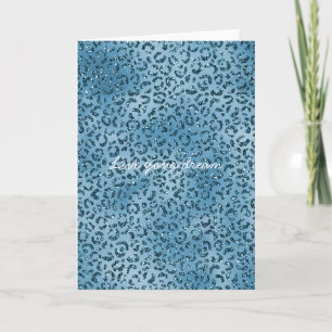 Turquoise Blue Glitter Leopard Print    Kaart
