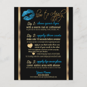 Turquoise Blue Glitter Lip Instructions Flyer