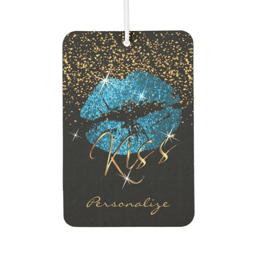 Turquoise Blue Glitter Sparkle Lips Luchtverfrisser (Voorkant)