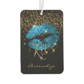 Turquoise Blue Glitter Sparkle Lips Luchtverfrisser (Achterkant)