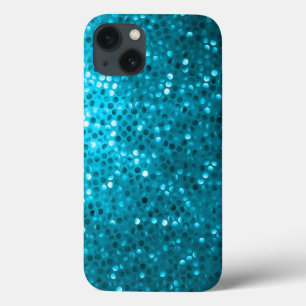 Turquoise Blue Glitter & Sparkles Print iPhone 13 Hoesje