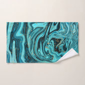 Turquoise Blue & Gold Chic Swirl Moderne Abstrait (Serviette à main)