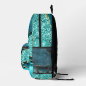 Turquoise Blue Gold Marble Turquoise Votre Nom Sac (Droite)
