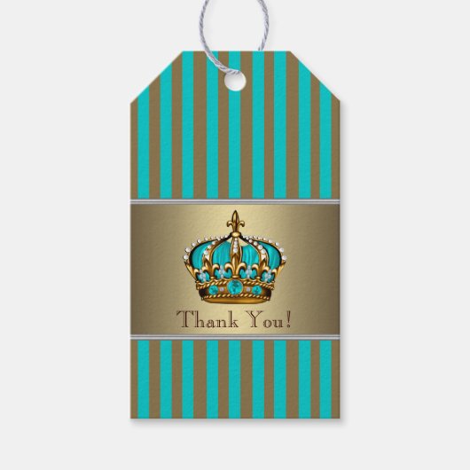 Turquoise Blue Gold Prince Cadeaulabel (Voorkant)