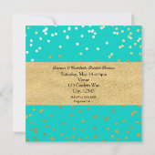 Turquoise Blue & Gold Shiny Confetti Stippen Moder Kaart (Achterkant)