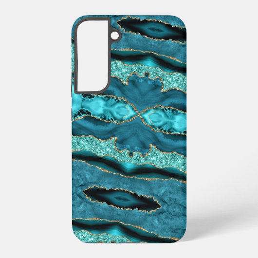 Turquoise Blue Gold Turquoise Samsung Galaxy Coque (Verso)