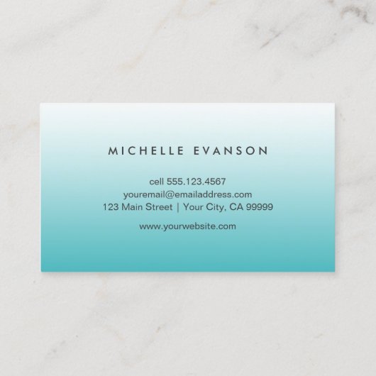 Turquoise Blue Gradient Creative Simple Visitekaartje (Achterkant)