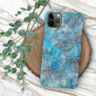 Turquoise Blue Gray Polygon Mosaic Art Patroon iPhone 11 Pro Max Hoesje
