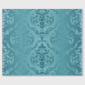 Turquoise Blue Green  Damask Cadeaupapier (Vlak)