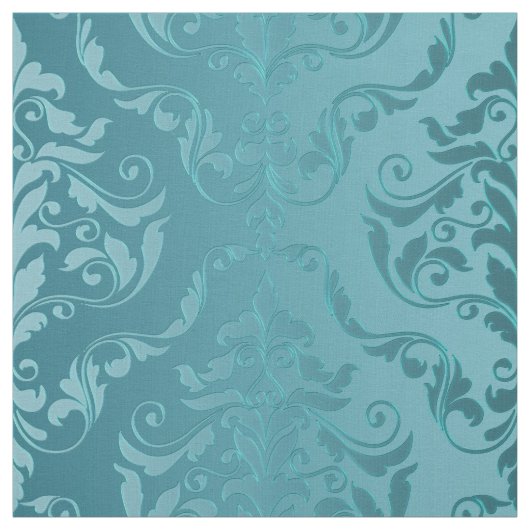 Turquoise Blue Green Damask Stof (Swatch)