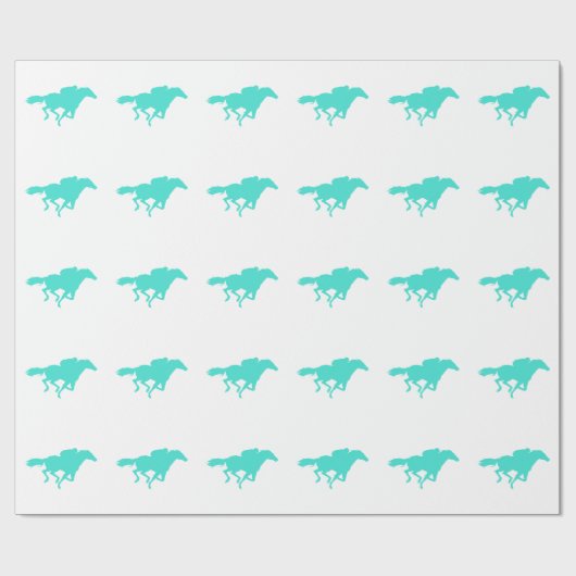 Turquoise; Blue Green Horse Racing Cadeaupapier (Vlak)