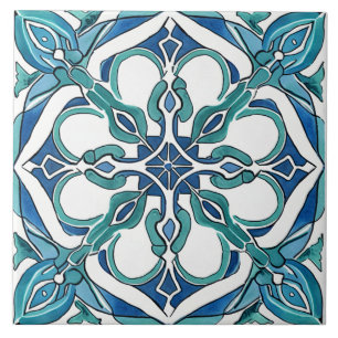 Turquoise Blue Green Mediterranean Azulejo Tegeltje